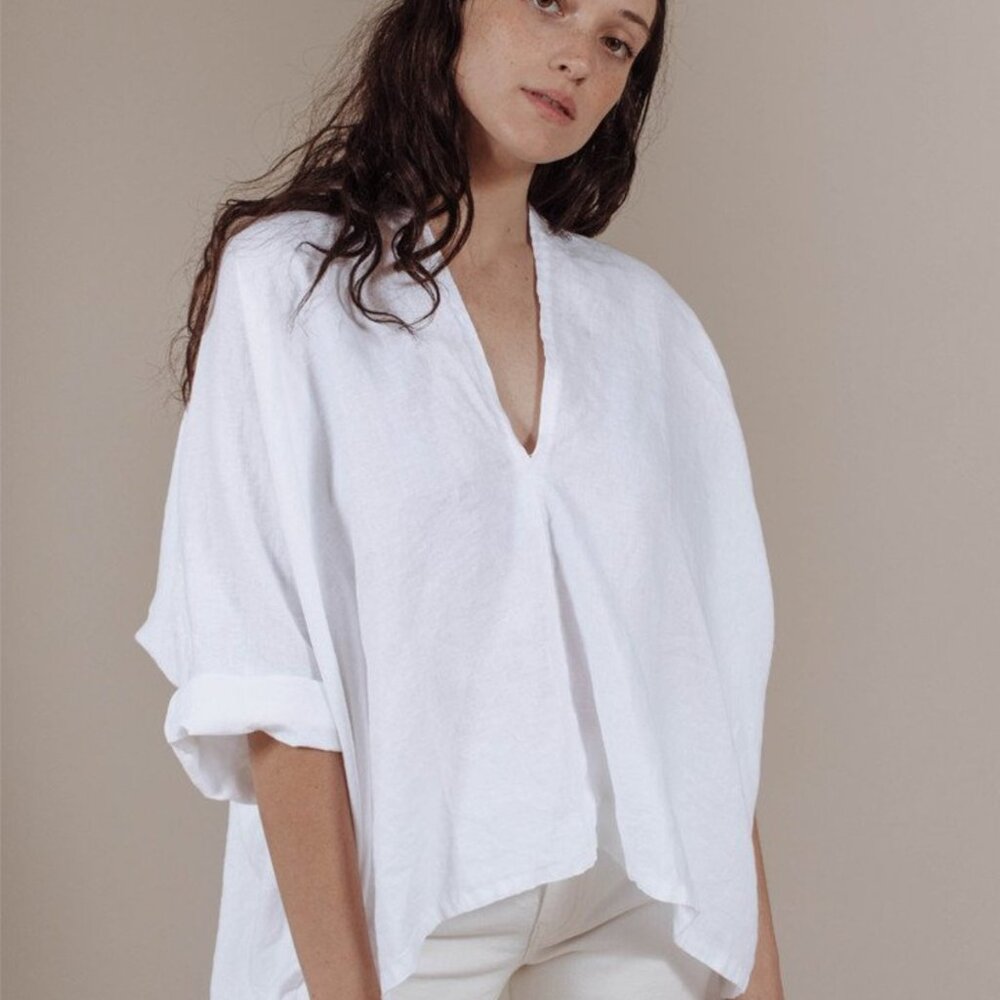 Miranda Bennett Studio Muse Top White Linen One Size